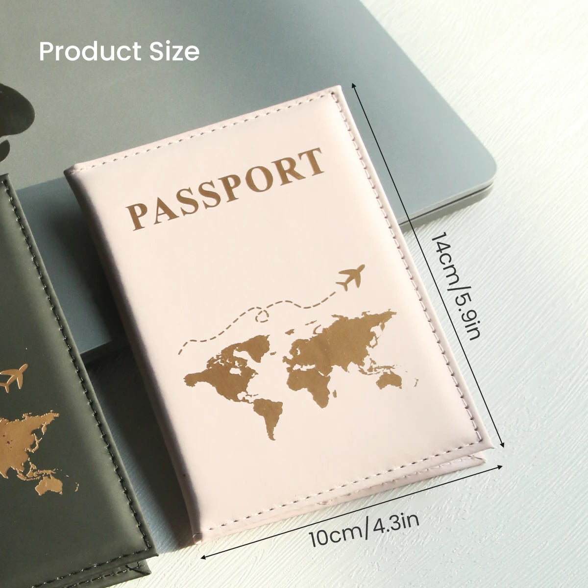 Funda para pasaporte con diseño de mapa del mundo, organizador y protector para tarjetas, documentos de identidad y tarjetas de crédito.