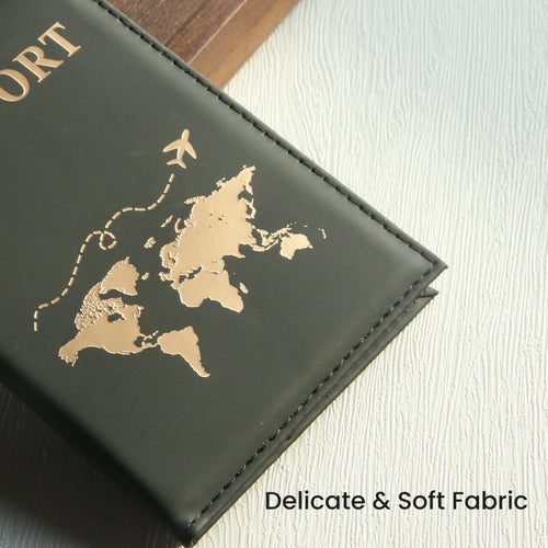 Funda para pasaporte con diseño de mapa del mundo, organizador y protector para tarjetas, documentos de identidad y tarjetas de crédito.