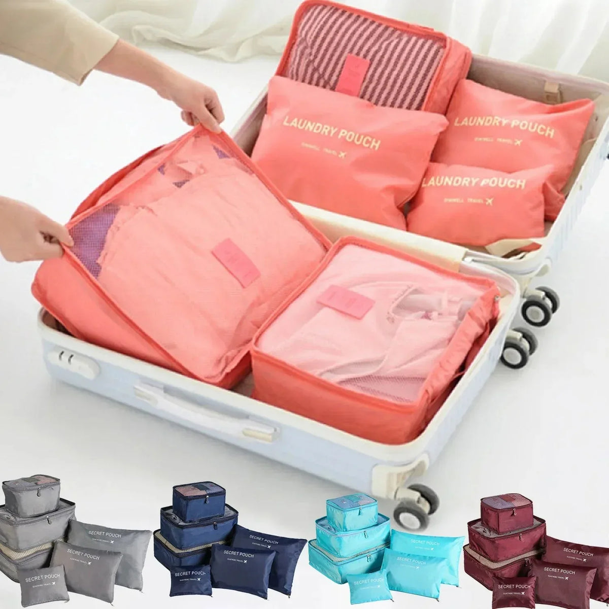 Juego de 6 bolsas de almacenamiento para maletas: organizador de equipaje